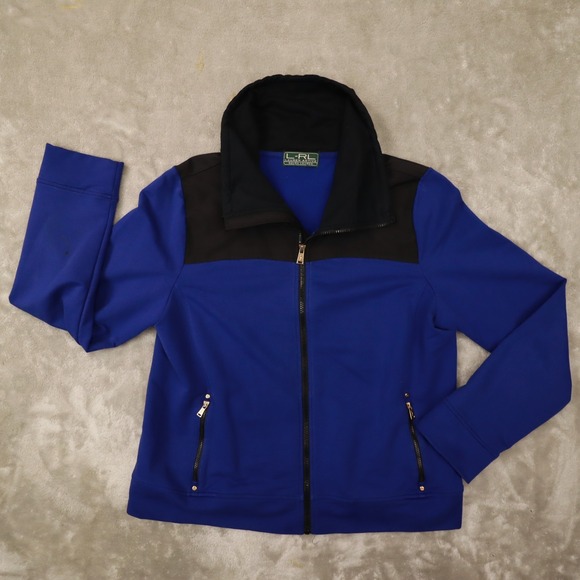 Lauren Ralph Lauren Jackets & Blazers - Lauren Ralph Lauren LRL Active Blue Black Color Block Zip up Jacket size‎ Medium